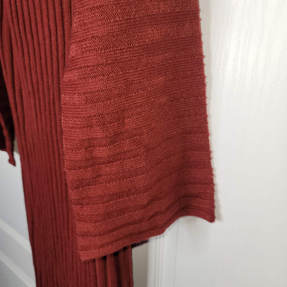 BP Cozy Ribbed Long Sleeve Sweater Dress Turtleneck Burgundy Size Small