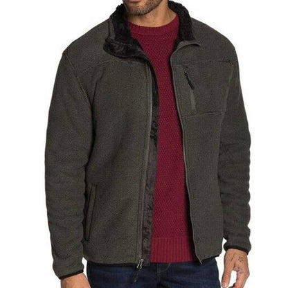 Weatherproof Mens Faux Fur-Lined Zip Jacket Sz Large Dusty Olive NWT