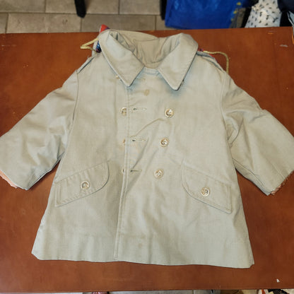 London fog VINTAGE child's coat metal zipper liner Hooded tan Toddler 8-12 month