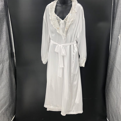 Etienne White Lace Puff Sleeve Rob Set Negligee Pajama Large Peignoir Honeymoon