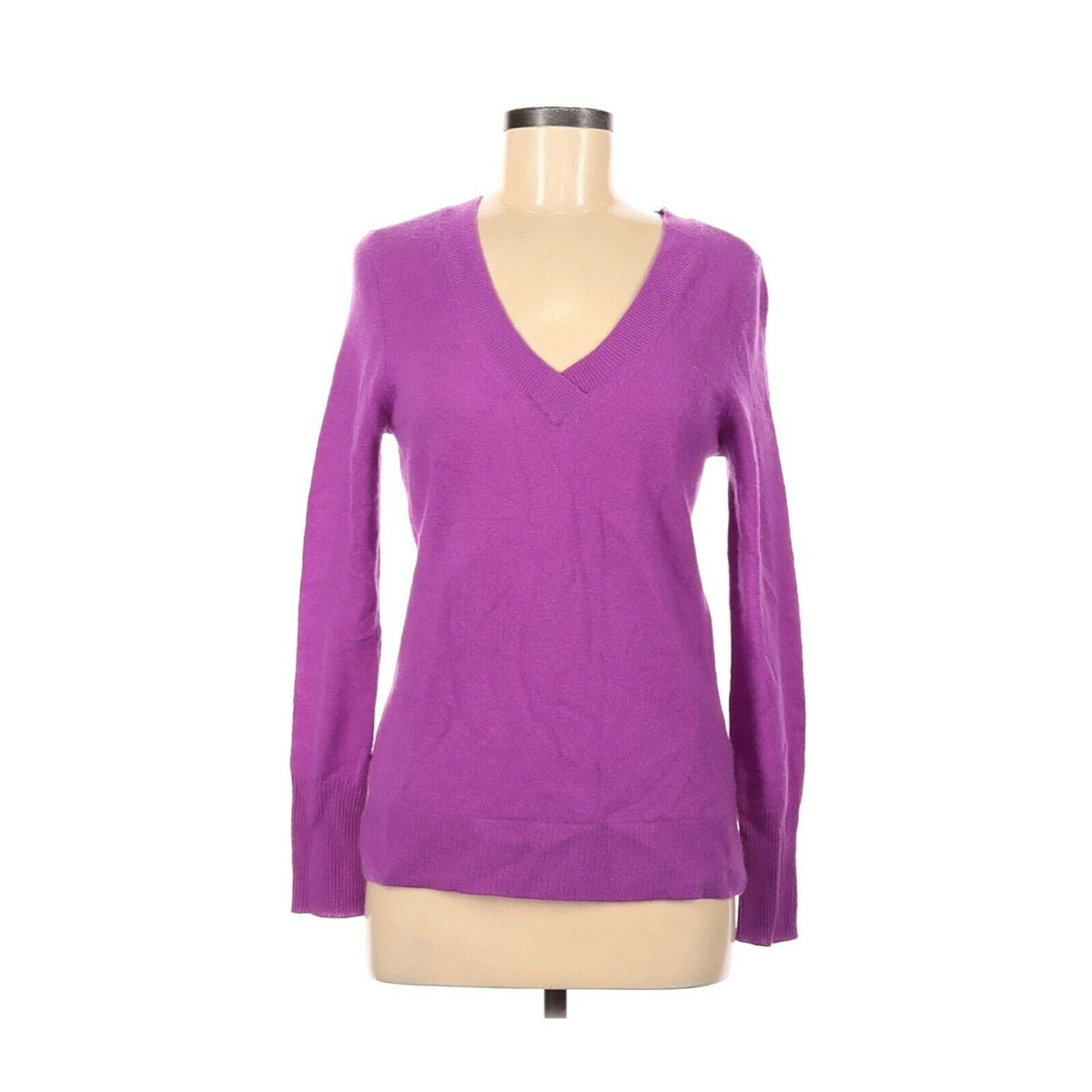 Halogen NWT Classic Cashmere Pullover Sweater Long Sleeve V-Neck Purple Size XS