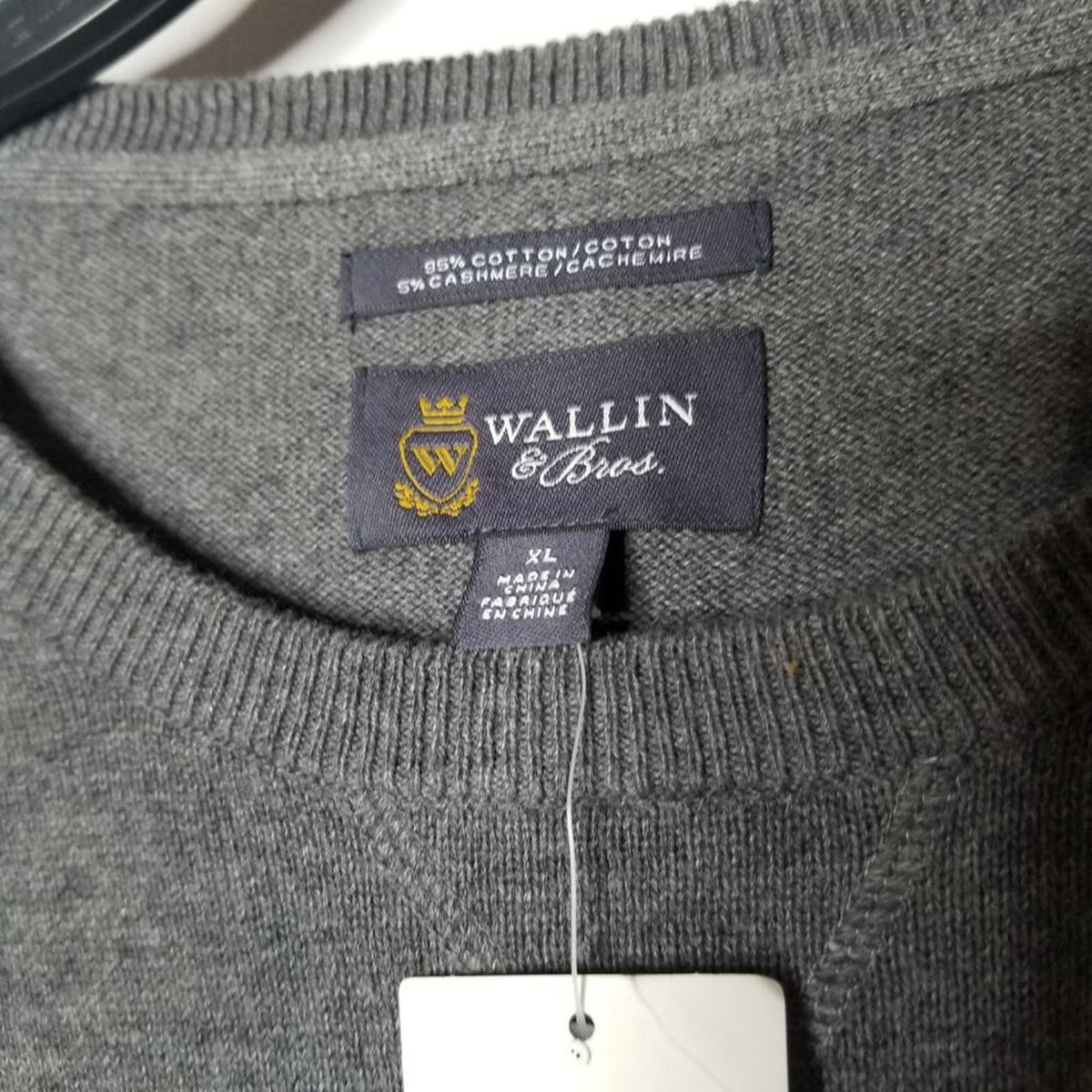 Wallin & Bros XL  Grey Castlerock Cashmere Blend Pullover Sweater Crew Neck NWT