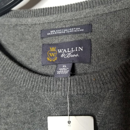 Wallin & Bros XL  Grey Castlerock Cashmere Blend Pullover Sweater Crew Neck NWT