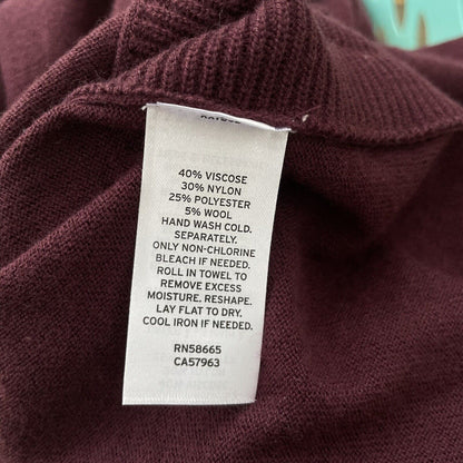 Caslon SMALL Turtleneck Sweater Tunic Top Burgundy Side Slits Soft Stretch NWT