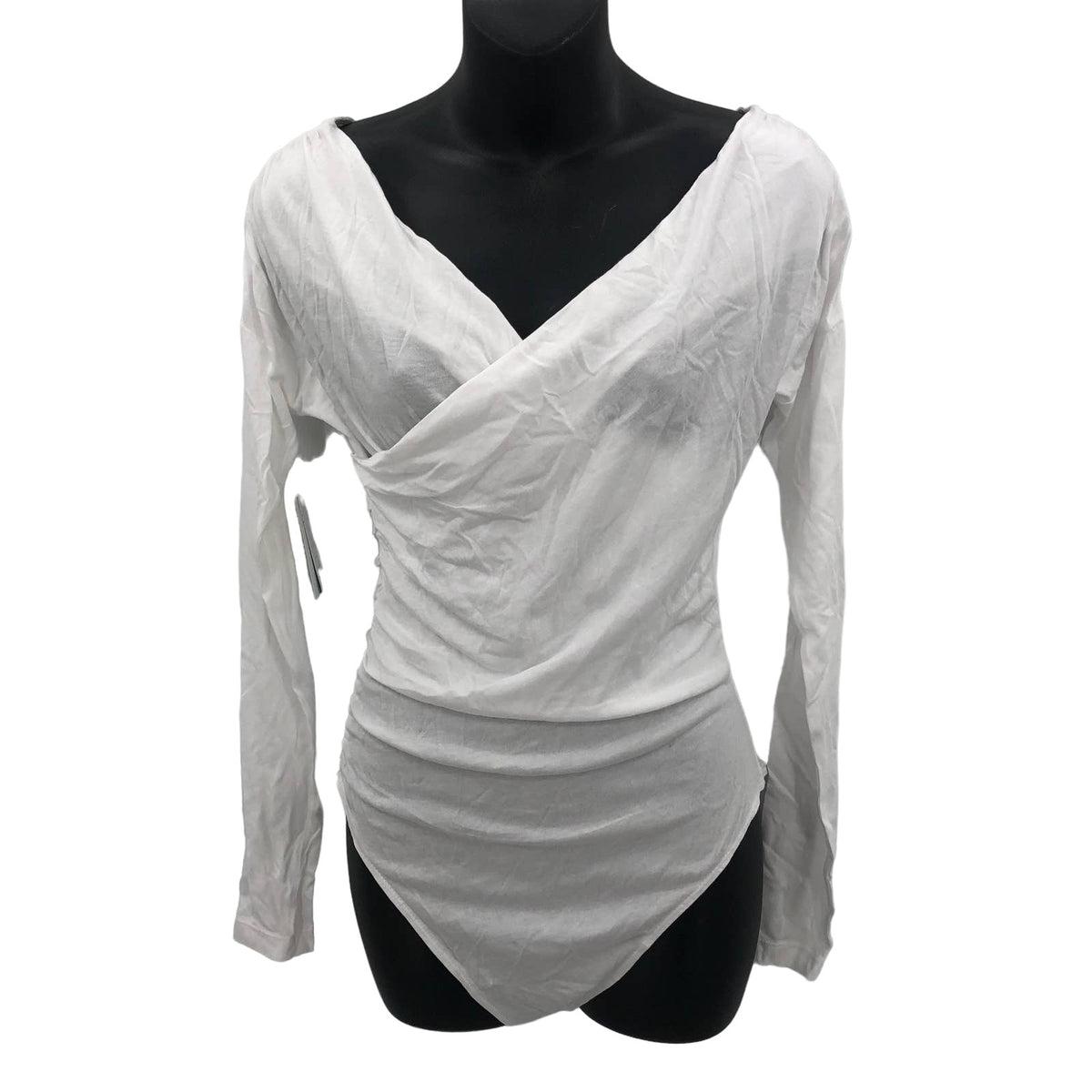 Abound Womens Off The Shoulder Wrap Bodysuits  Long Sleeve White Size Small NWT