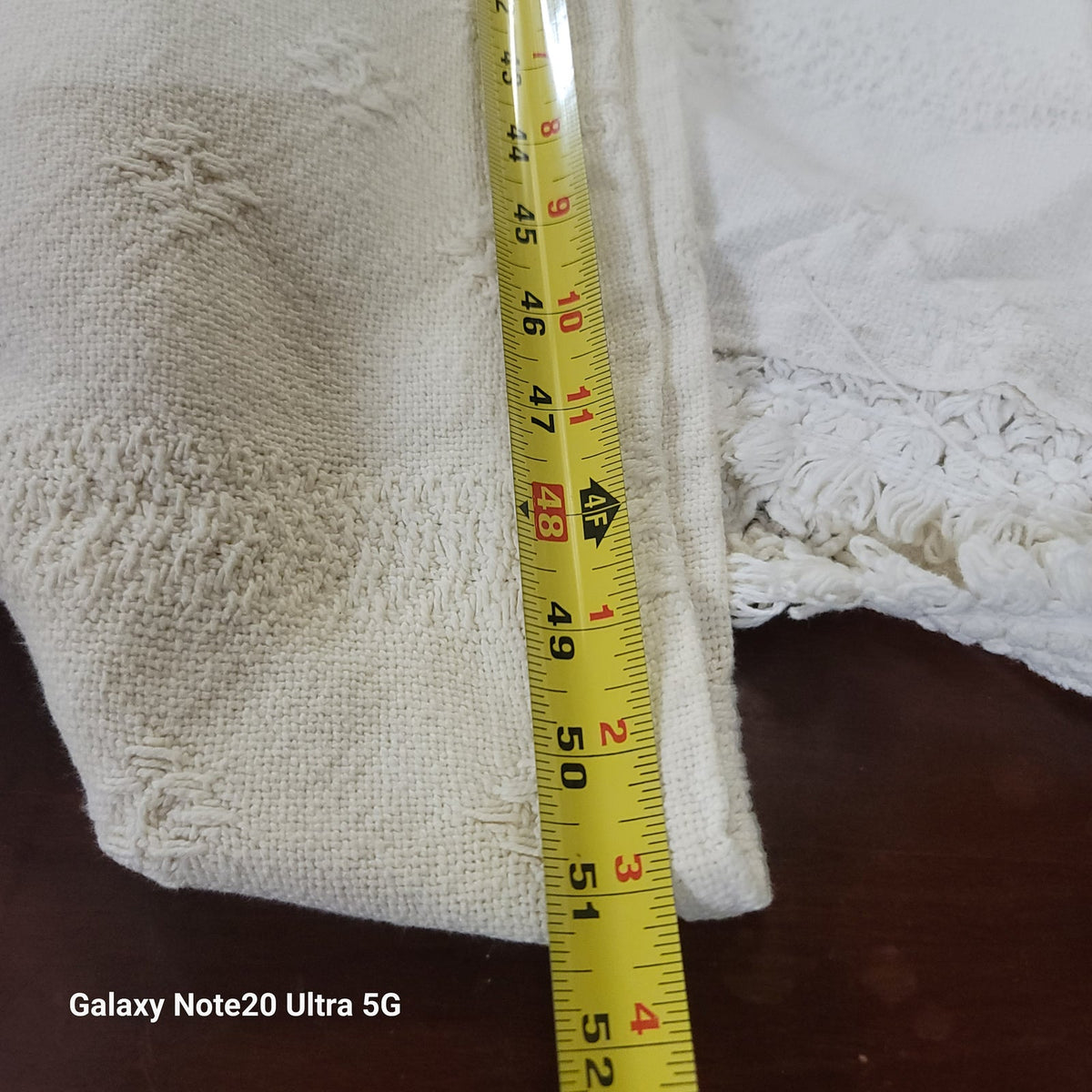White coverlet blanket  Woven squares fringe white king or queen vintage texture