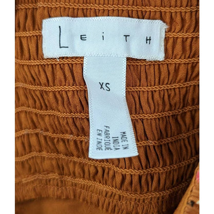 Leith XS Sun Dress Orange Floral Cross Spaghetti Strap Casual Summer Spring Ruch