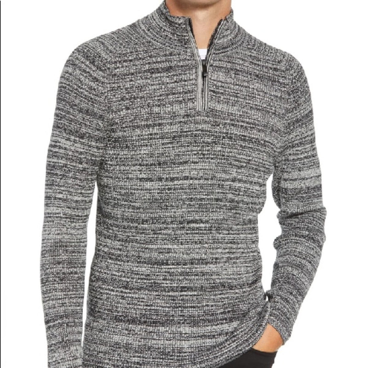 Vince Camuto Men's Grey Quarter Zip Mock Neck Sweater Size Medium