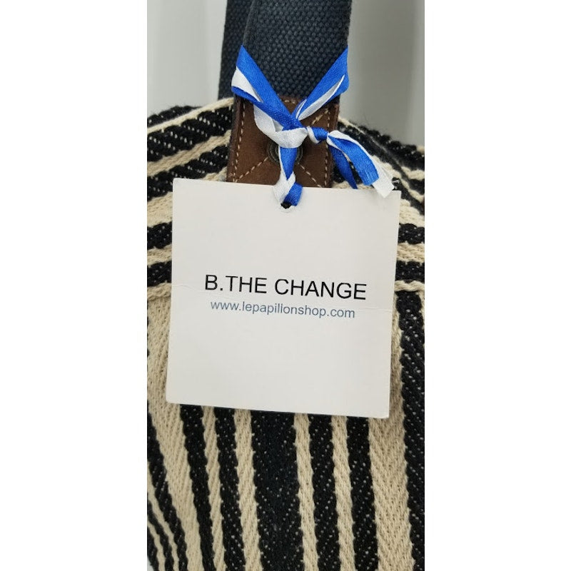 B. The Change striped cotton shoulder bag tote purse soft NWT beachbag