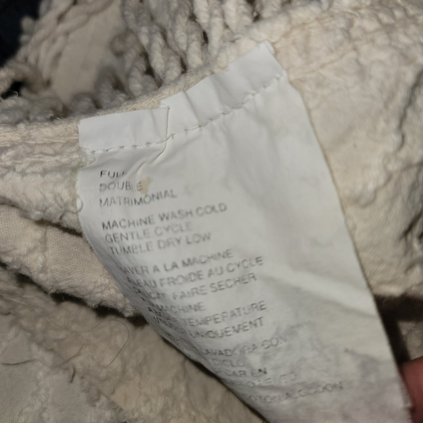 Vintage Cream Crosshatch Full Chenille Bedspread Blanket Farmhouse Cabin