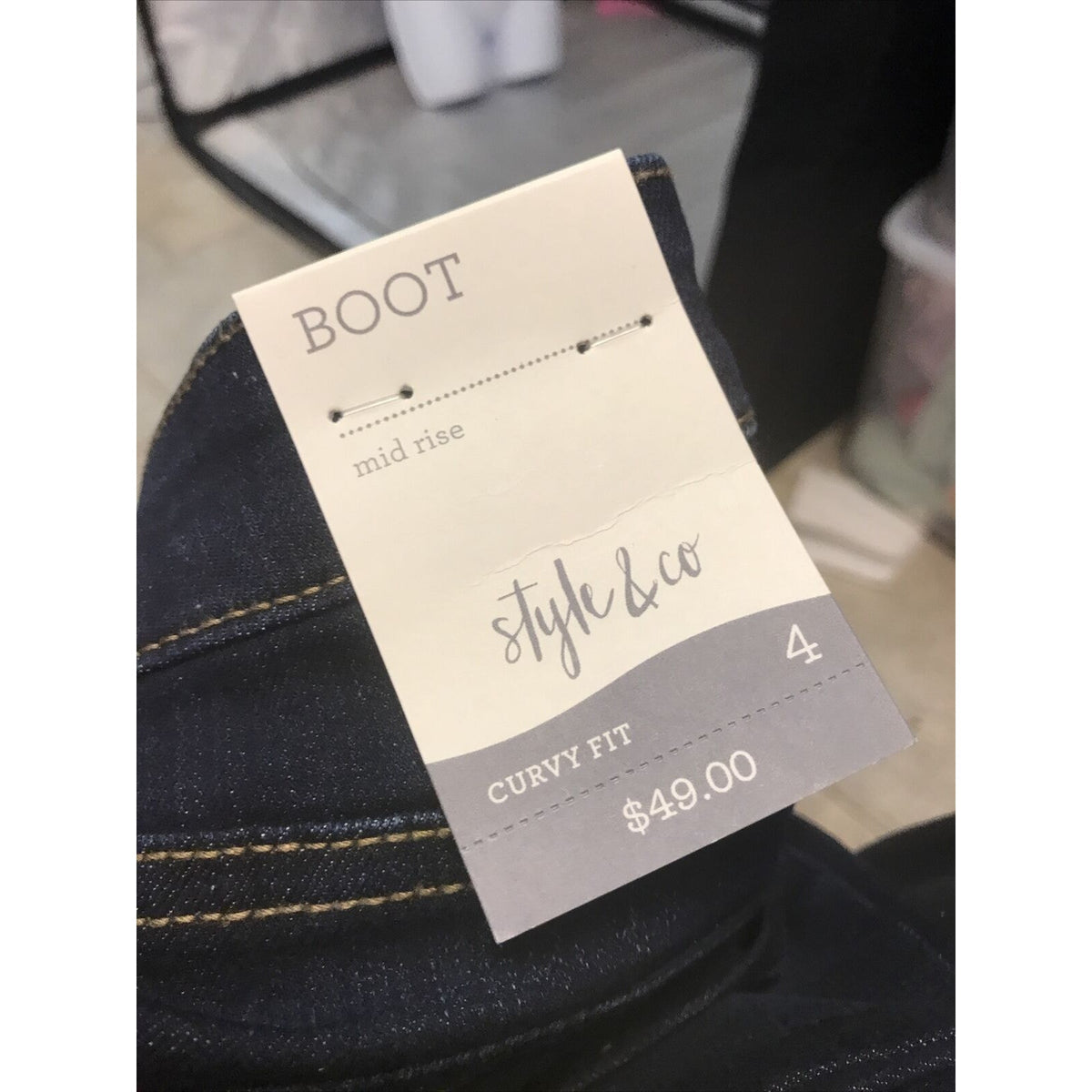 Style Co Curvy-Fit Boot-Cut Jeans Created for Macy's Dark Wash Blue Bloom 4