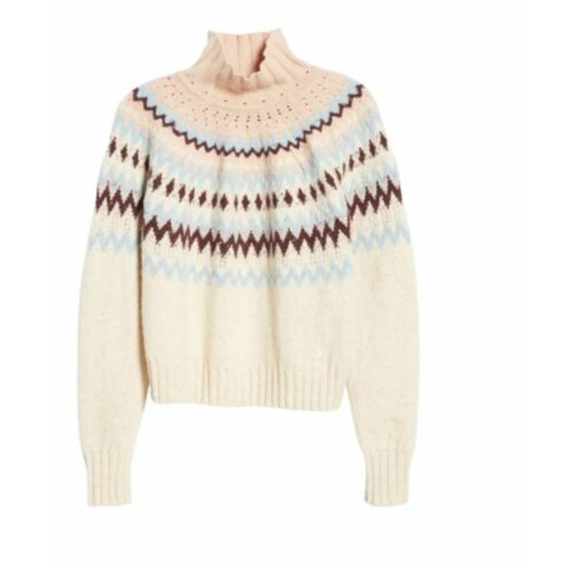 La Vie Rebecca Taylor NWT Fair Isle Turtleneck Sweater Oatmeal Combo XS
