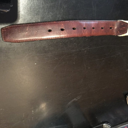 Vintage Stretchy Tan Brown Top Grain Leather Belt & Buckle Mens Size 36