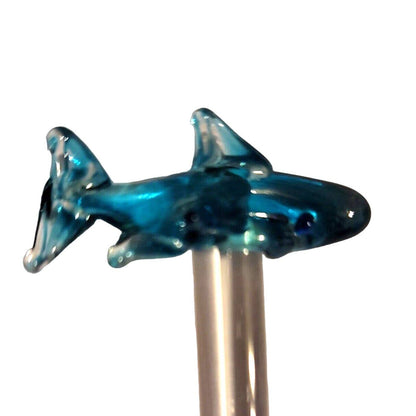 Hand-Blown Art Glass 8.5" SWIZZLE Stick margarita TIKI bar mixed drink DOLPHIN