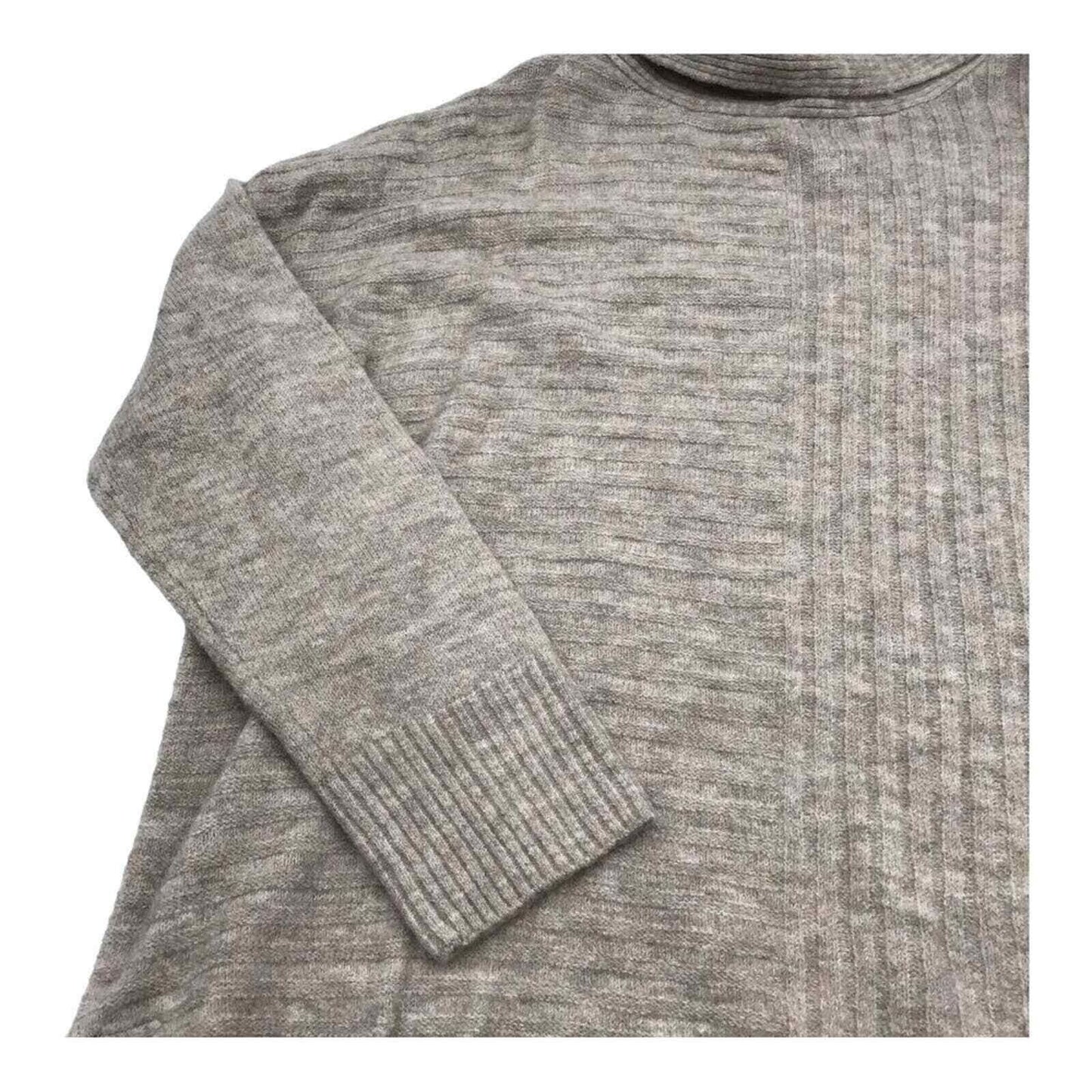 COMO VINTAGE Sweater Ribbed Knit Mock Neck Grey Sz XL/Extra Large Tan NWT