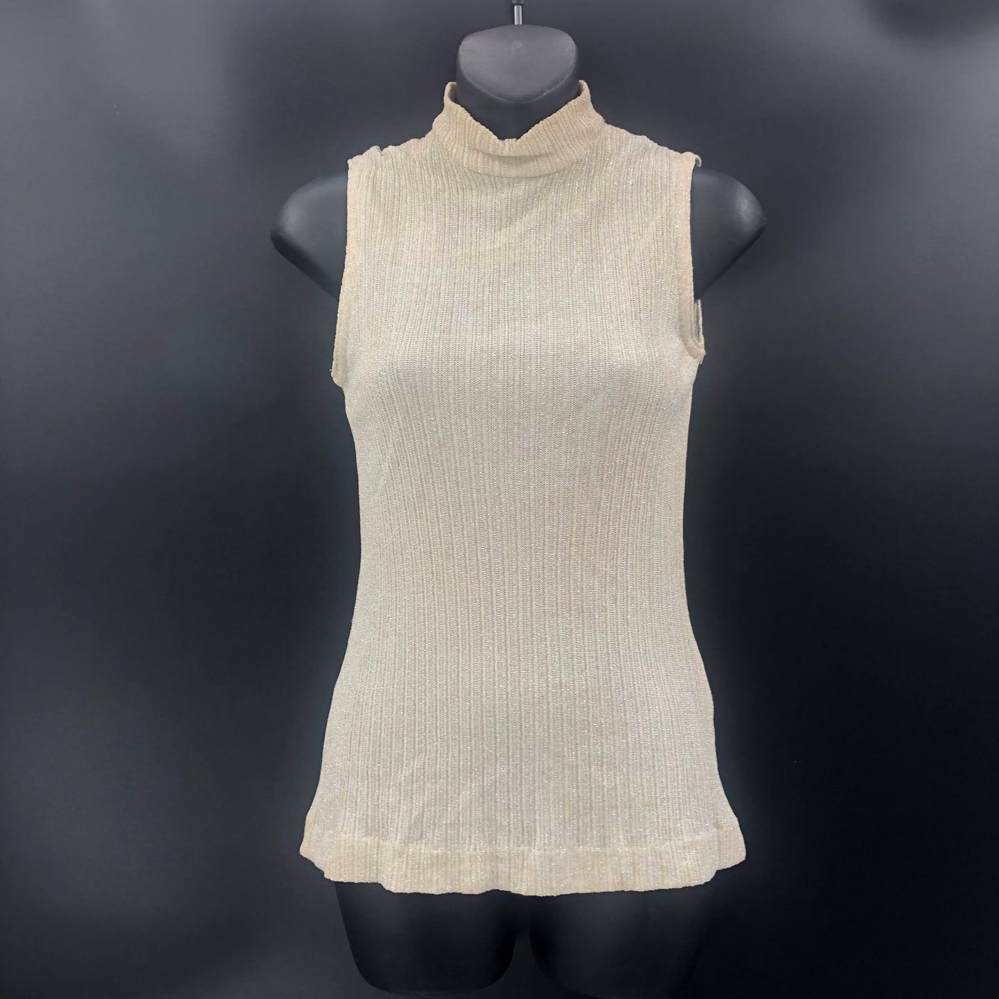 VINTAGE Adelaar 60s 2 Pc. Set Sleeveless Shirt Cardigan Silver Gold Size 10