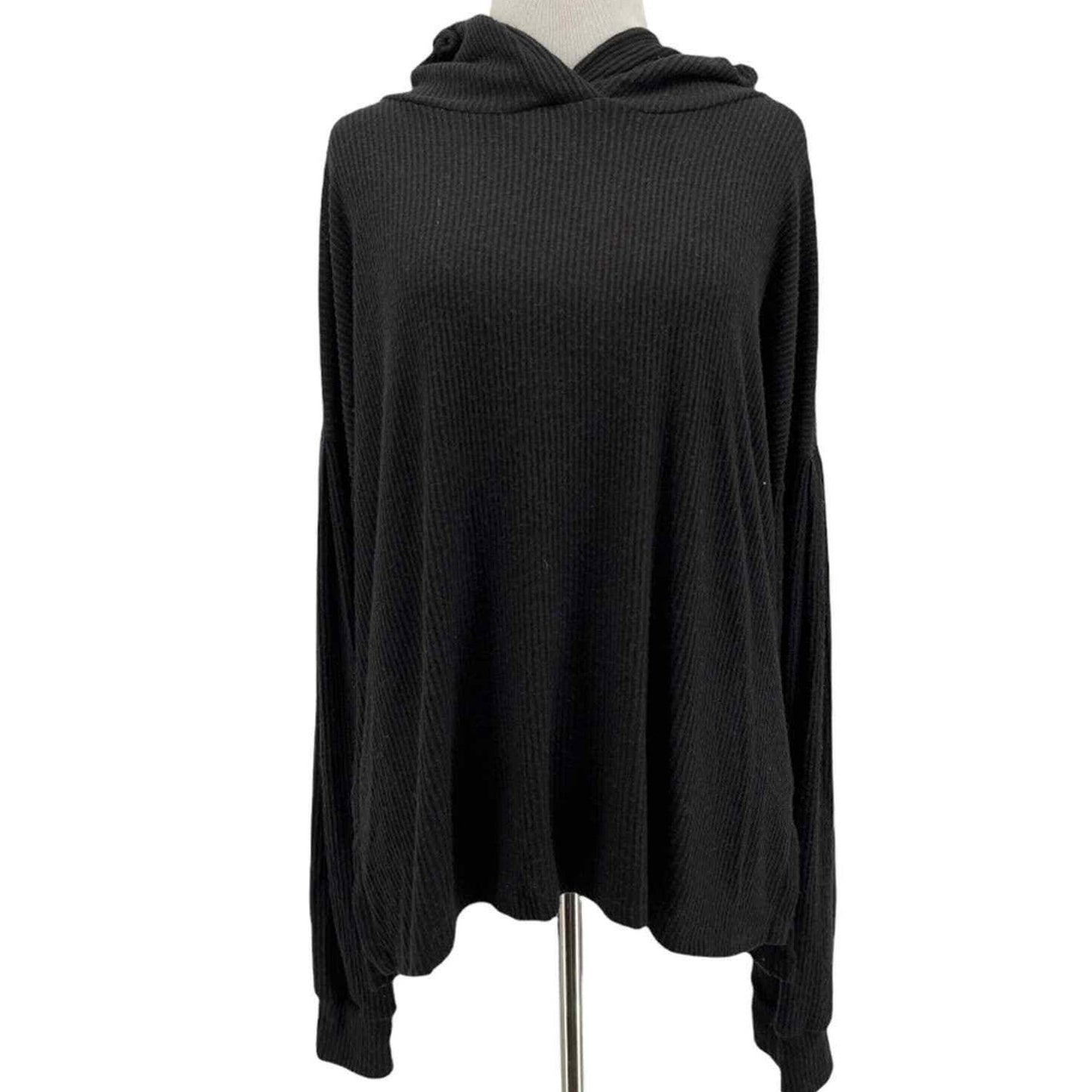 PST by Project Social T Wren Cozy Rib Hoodie Pullover XS/Extra Small Black NWT