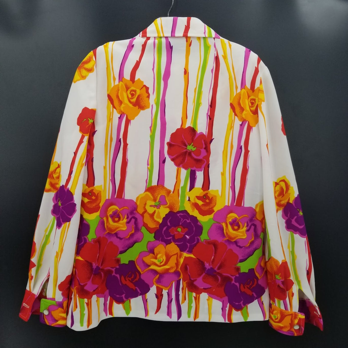 Alex Garay VINTAGE 14 Polyester 2PC Sleeveless Top Long sleeve Jacket Floral 70S