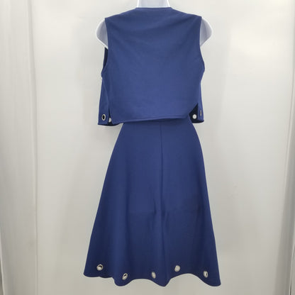 Murray's Originals Hallandale Fla 2 Pc Vintage Skirt Vest Set Blue SMALL Cowgirl
