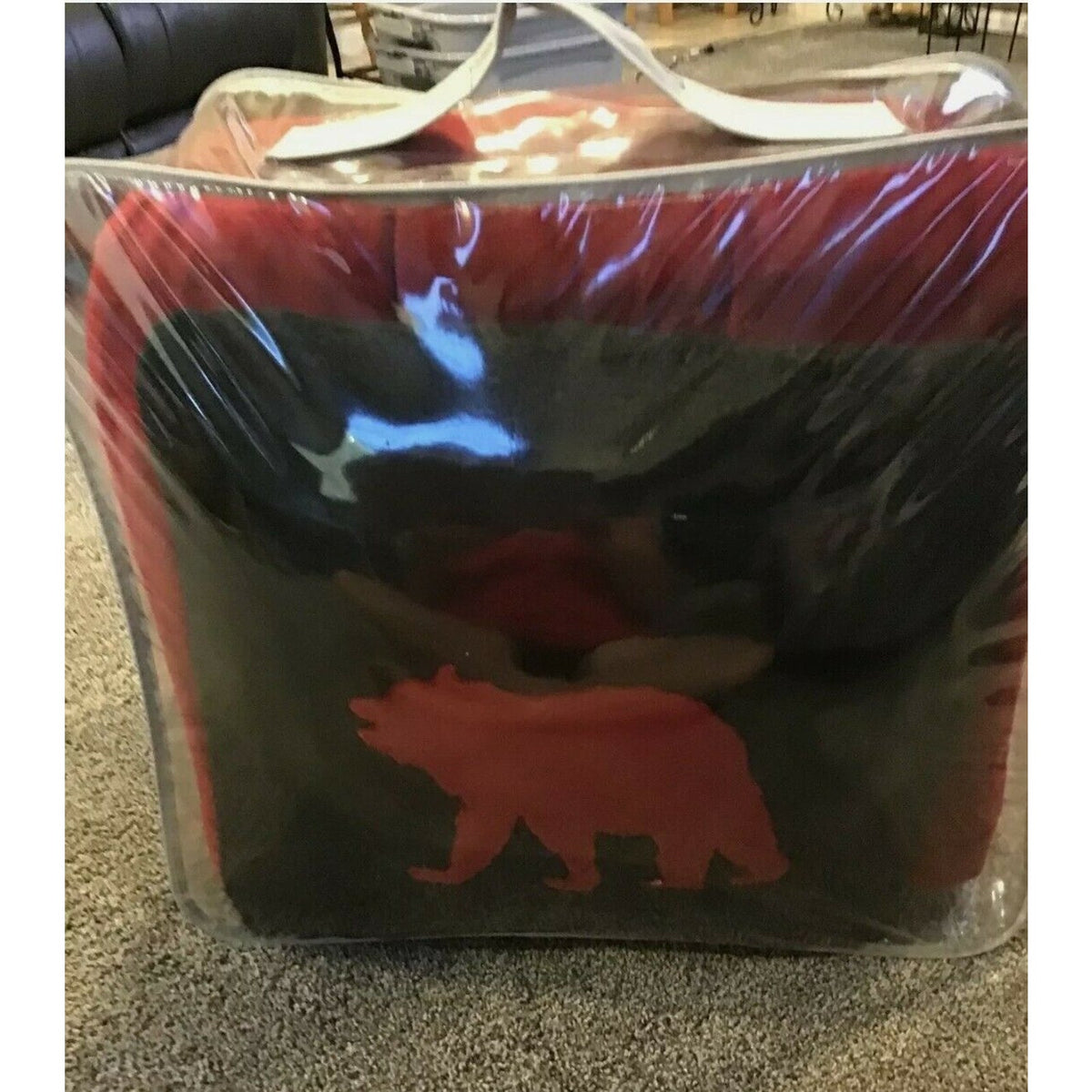 Woolrich TwIn NEW 3 Piece Comforter Sham Set Sherpa Faux Fur Bear Pillow CABIN