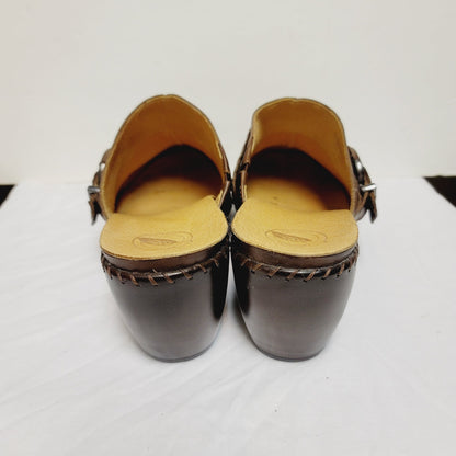 Nuture ABIEE NURTURE leather clogs slide on Womens Size 11 cognac Brown