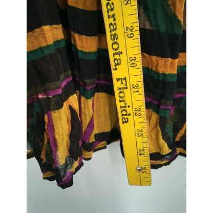 Just Class Abstract Pleated Skirt Drawstring Waist Multicolor Large boho