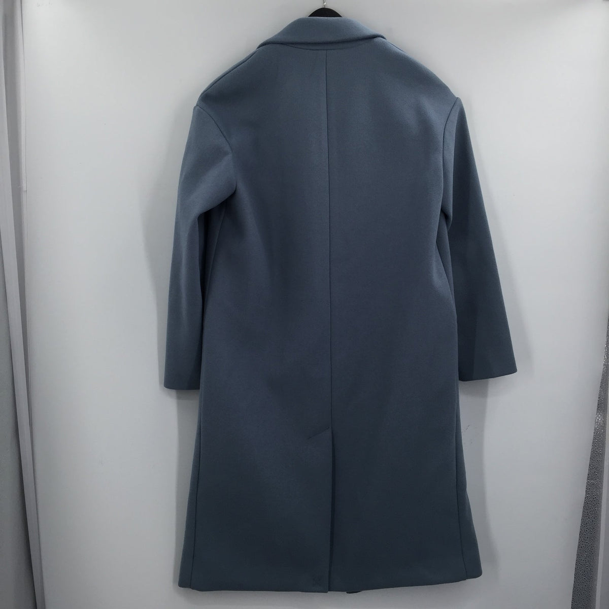 Topshop Brooke Double Breasted Long Coat Collared Neck Four Button Up Blue SZ 4