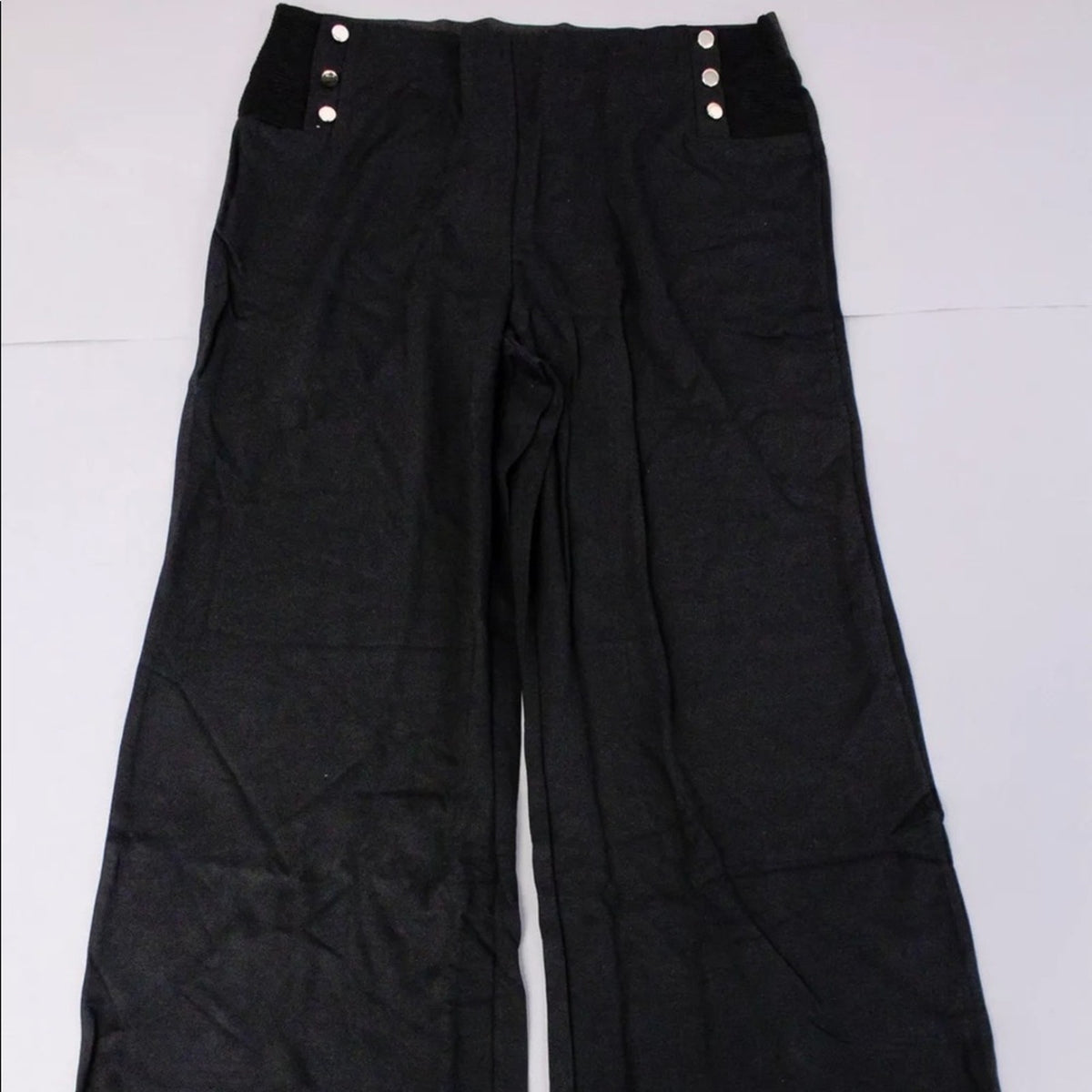 Suzanne Betro Black Wide Leg High Waisted Pants 4X