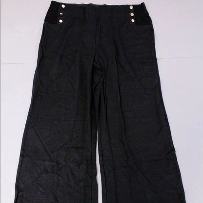 Suzanne Betro Black Wide Leg High Waisted Pants 4X
