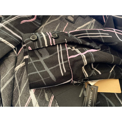 Halogen Hidden Button Long Sleeve V-Neck Top Sz XS/Extra Small Black Multi NWT