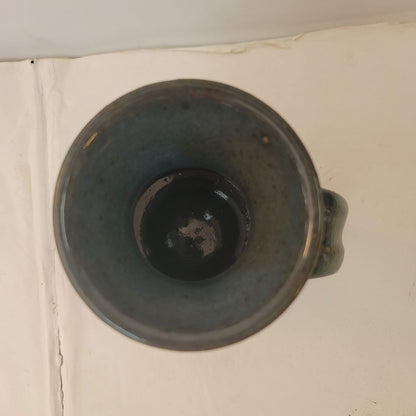 Handmade Art Pottery Clay Blue Glazed Coffee Tea Mug Cup Handle