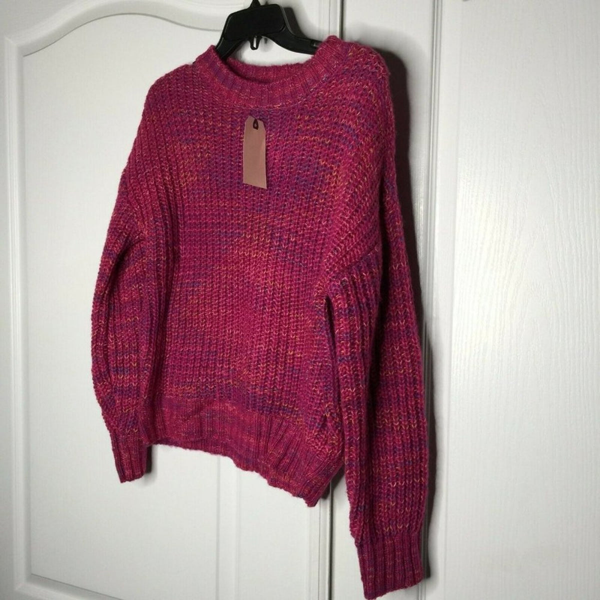 Band of Gypsies Mock Neck Sweater speckled Ribbed SMALL Red Festive Long Sleeve