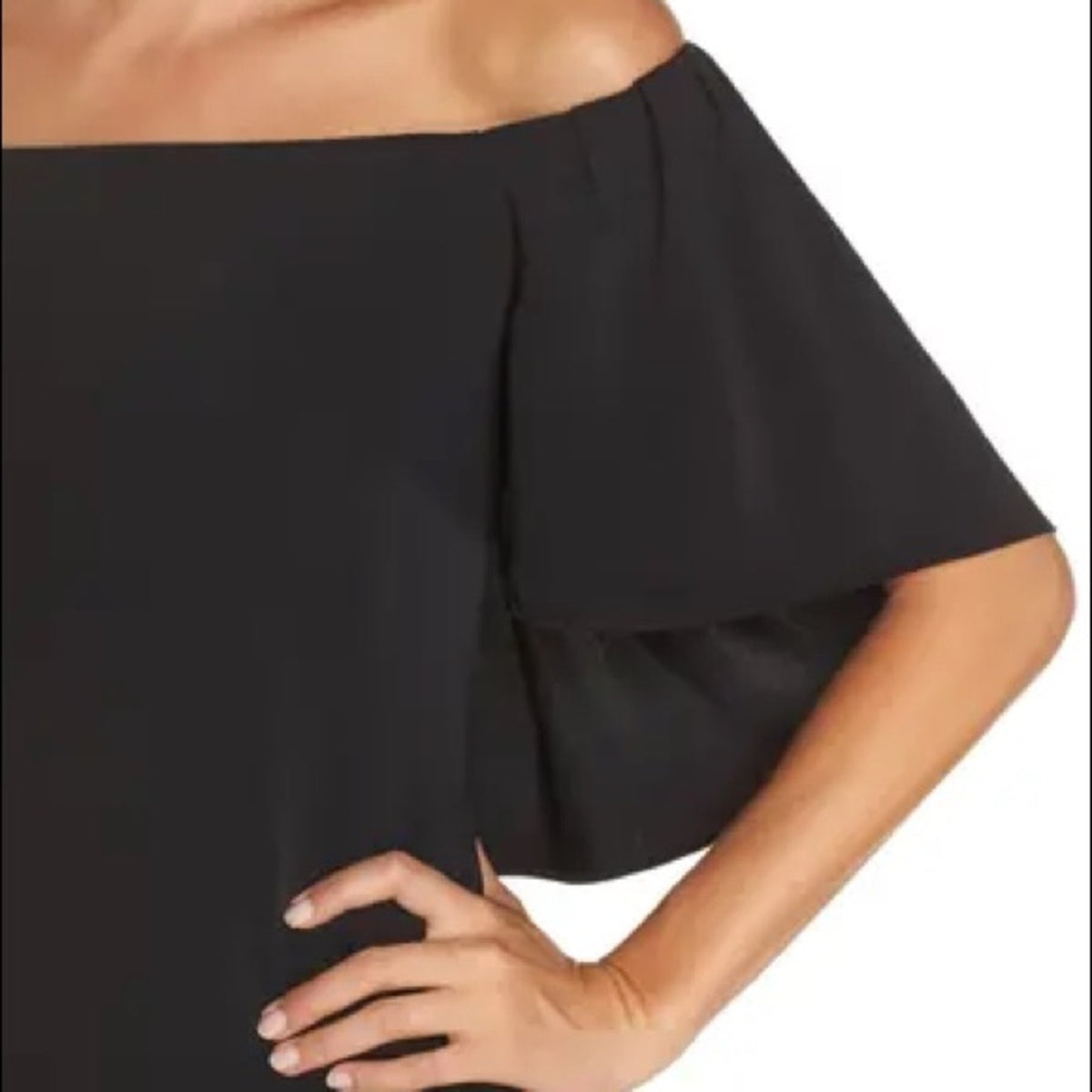 Trina Turk NEW Black Zeal Off the Shoulder Dress bodycon wing sleeve