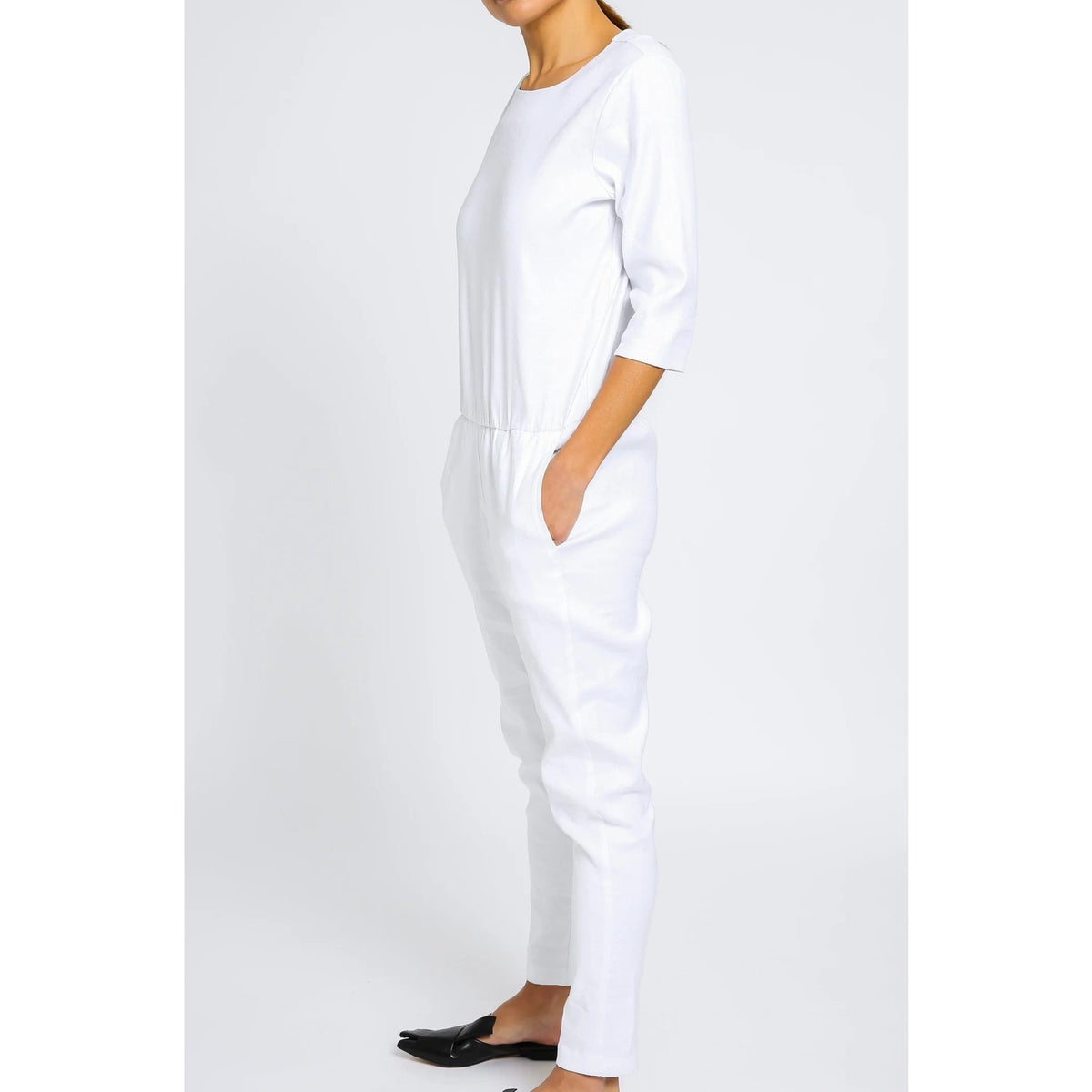 Jarbo NWT Boatneck 3/4 Sleeve Jumpsuit Linen Cotton Size 36 Lagenlook