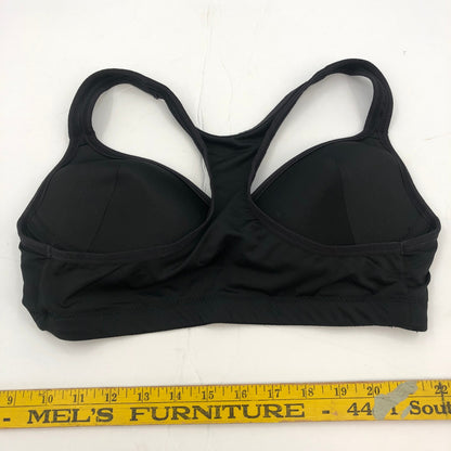 FLEX OWN IT Women's V-Neck Sports Bra Racerback Solid Polyester Black Large