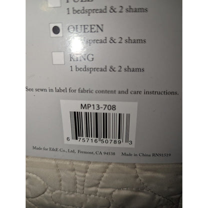 Madison Park Quebec Damask 3-Piece Quilt Bedding Set Ivory Size Queen NEW