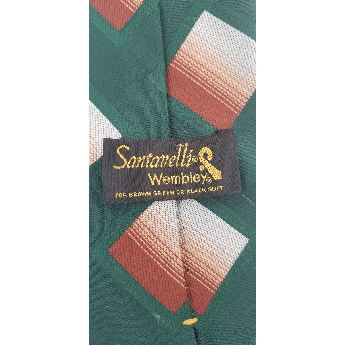 Santavelli Wembley Mens wide Vintage Neck Tie Green Brown Ombre Squares 54"