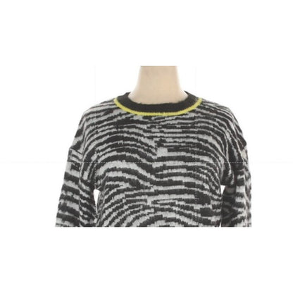 Love By Design Pullover Sweater Long Sleeve Black Zebra Yellow XL
