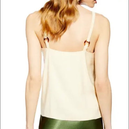 Topshop NTW Light Yellow Tilda Ring Camisole Top Size 8