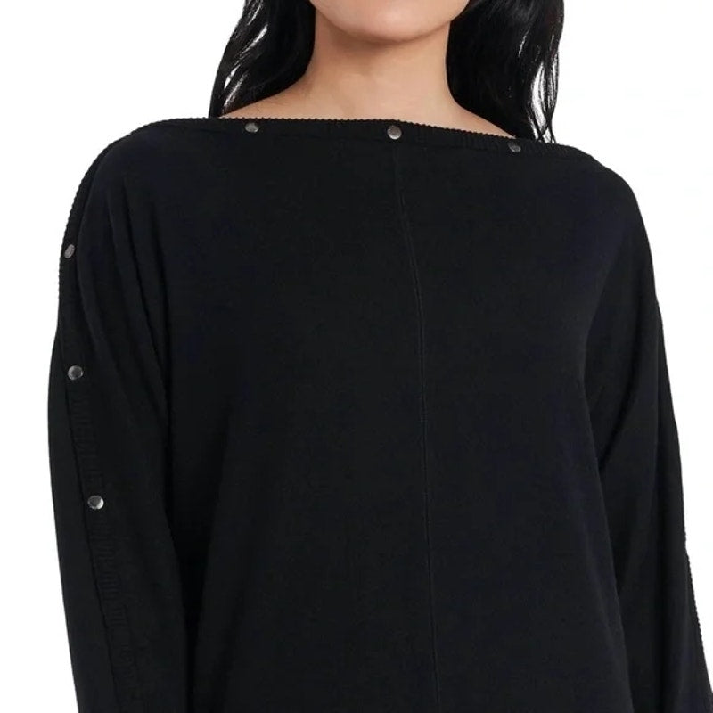 Vince Camuto Women's Snap Trim Dolman Sleeve Sweater Size Medium Black NWT Cozy
