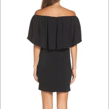 Trina Turk NEW Black Zeal Off the Shoulder Dress bodycon wing sleeve