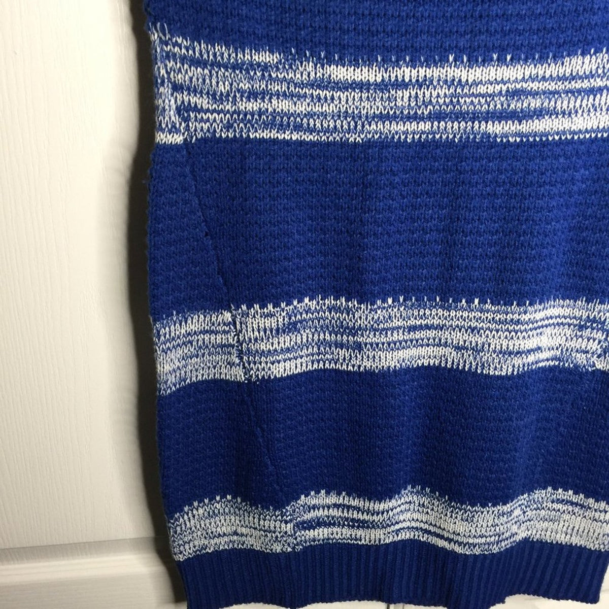 LOVE CRAZY Sweater Dress Scoop Neck Striped Short Sleeve Blue/White Size 2X