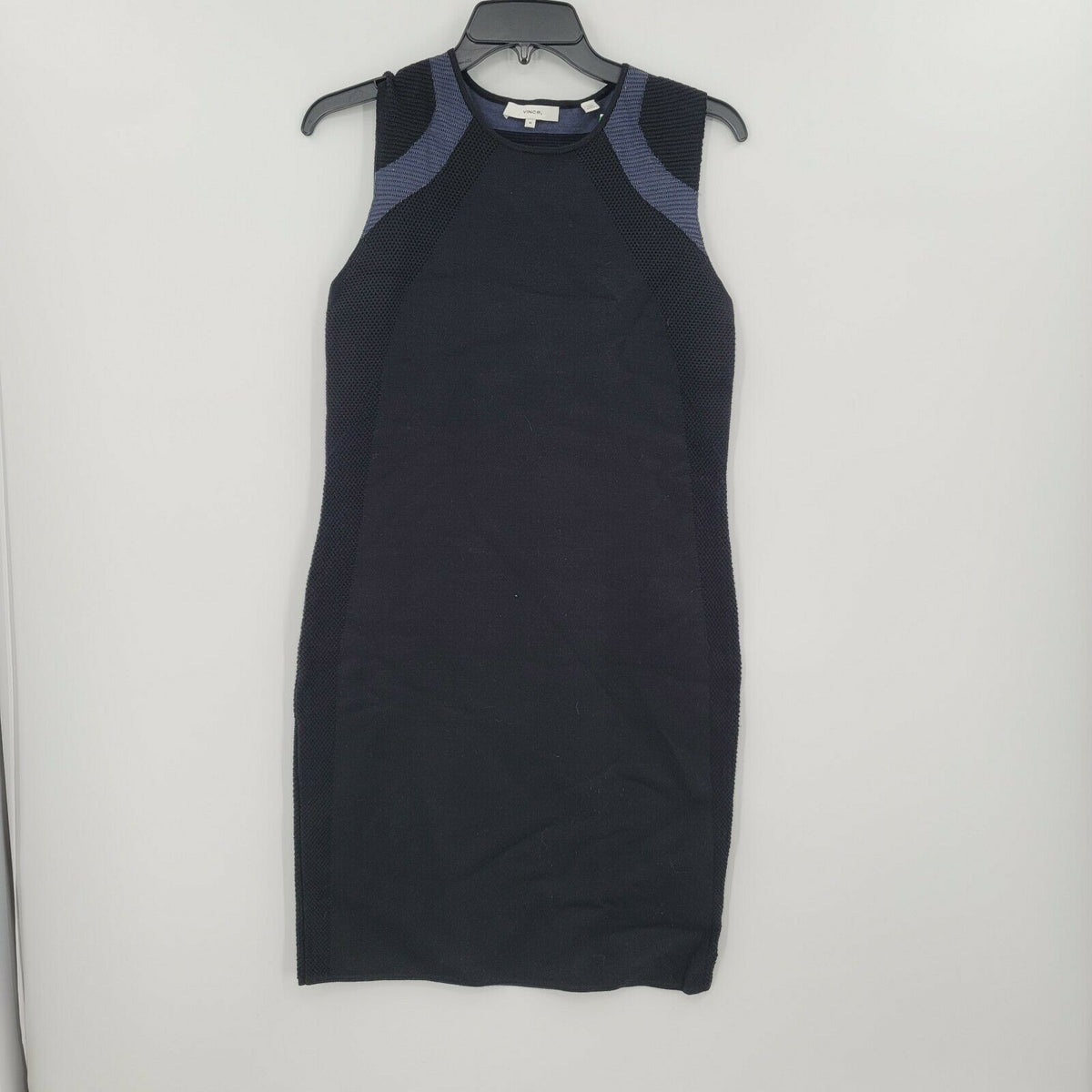 Vince Sleeveless Body cone Dress Crew Neck Knee Length Wool Black Size Medium