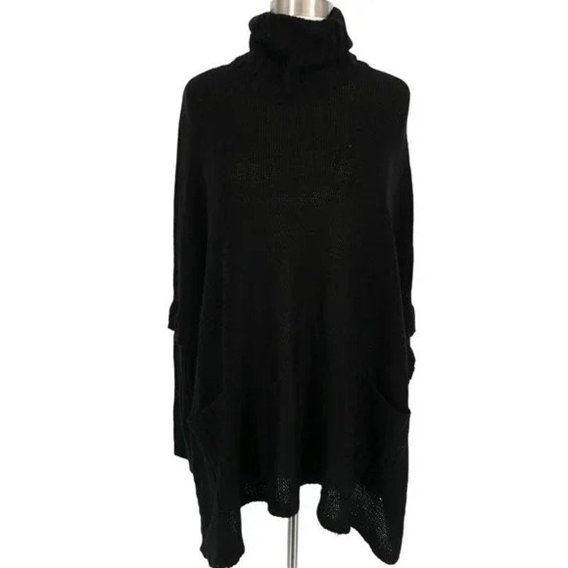 Cloth by Design Women's Turtleneck Poncho Sweater XS Extra Small Black NWT