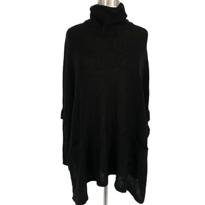 Cloth by Design Women's Turtleneck Poncho Sweater XS Extra Small Black NWT
