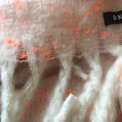 DKNY NEW Pop Neon Speckled Winter Blanket Scarf Oversized Wrap Orange Pink