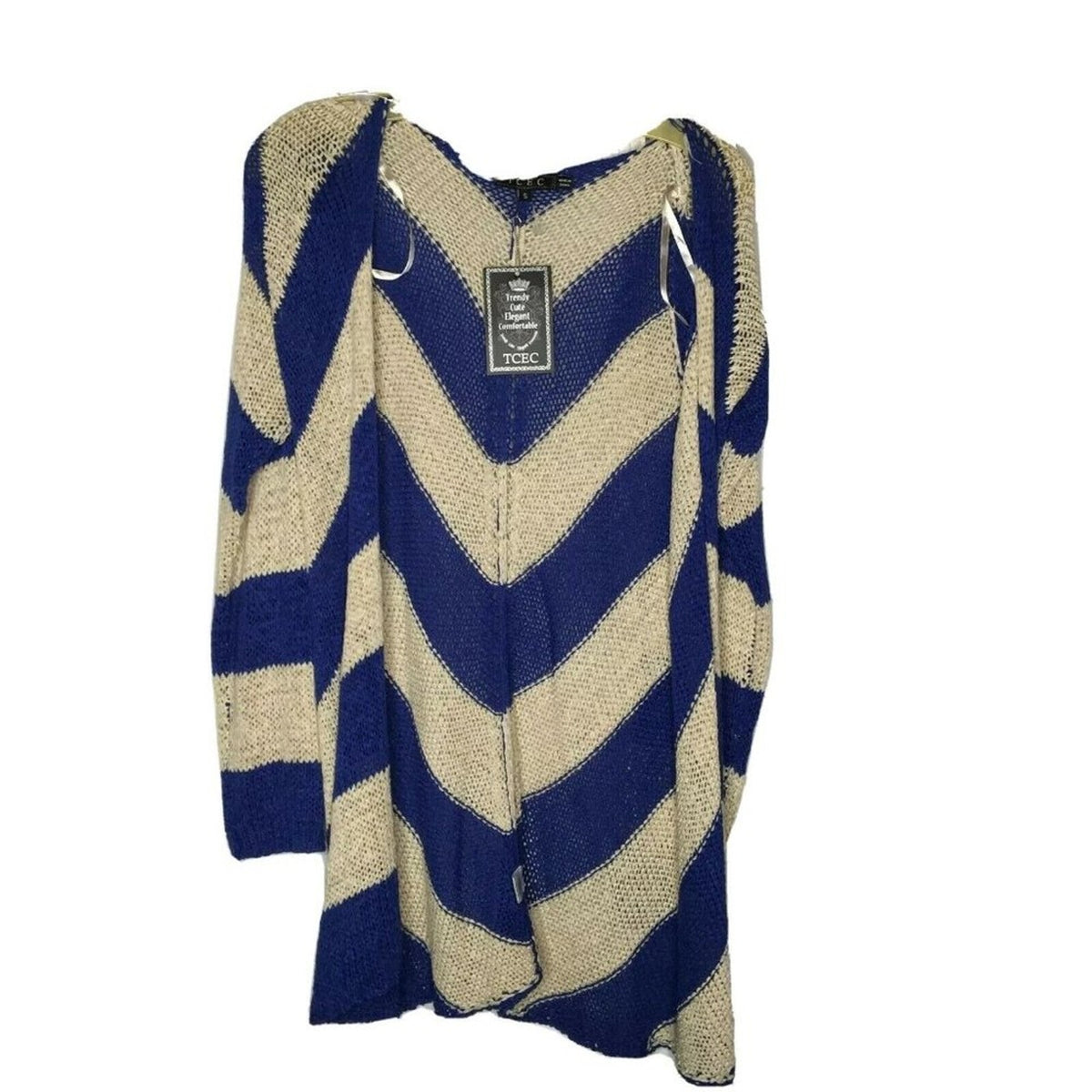 TCEC Crochet Stitch Fix Open Front Cardigan Roxanna NEW Size Small blue cream