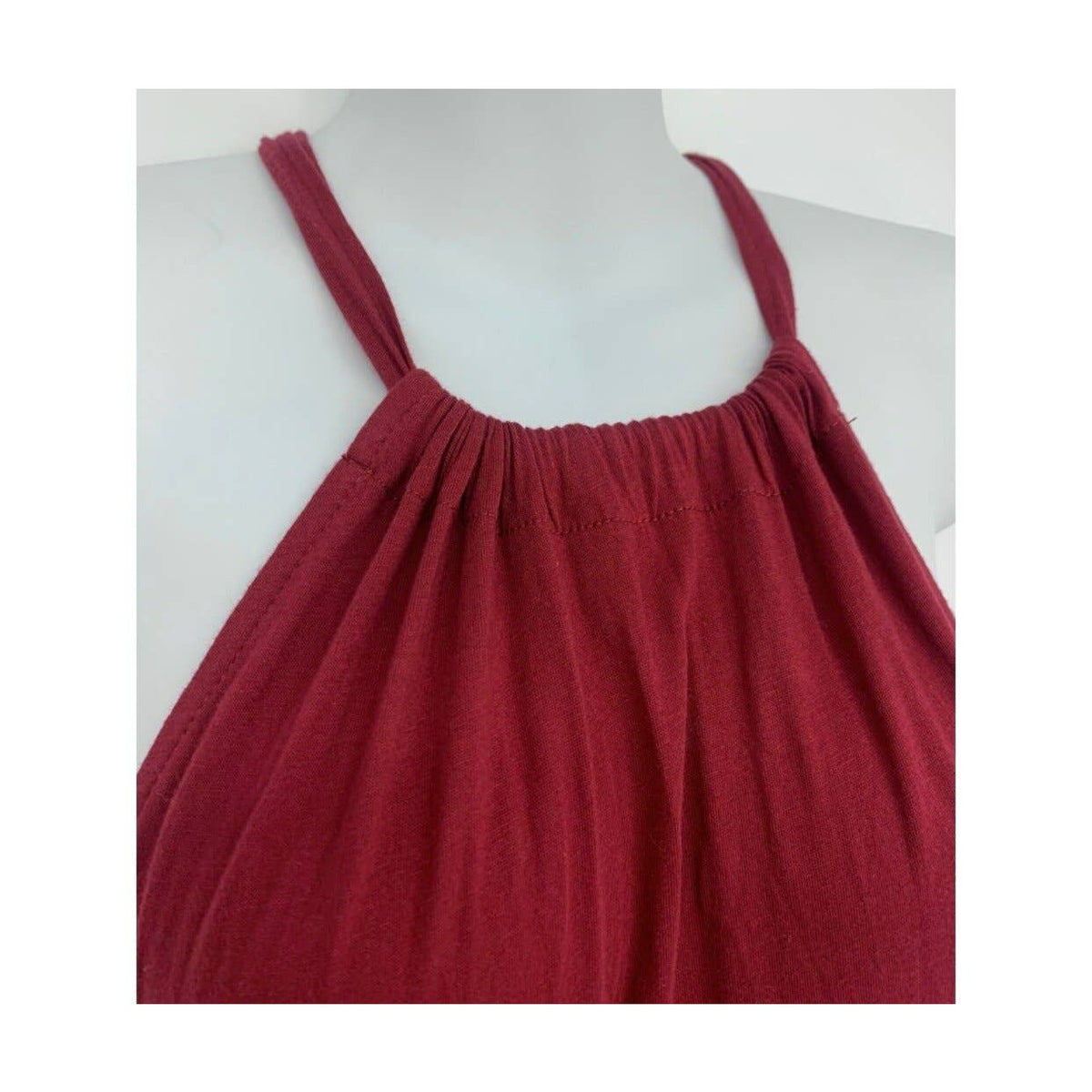 Caslon Halter Tie Back Ruffle Hem Maxi Dress Sz Medium in Red Rhubarb NWT