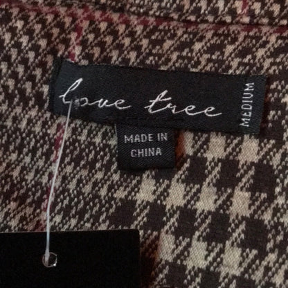 Love Tree Lightweight Papillon Brown Plaid Wrap Trench Coat Size Medium Jacket