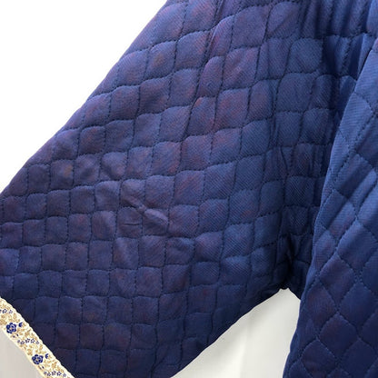 Vernon Vintage blue quilted robe shot long sleeve NOS faded floral detail